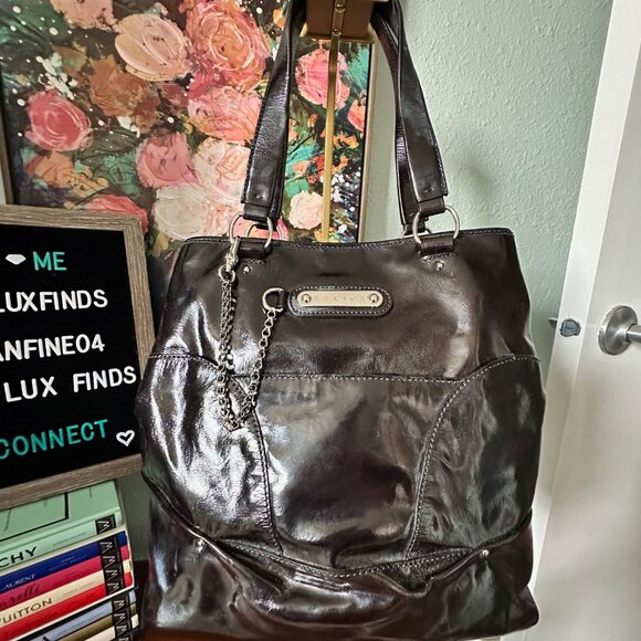 Celine Black Patent Leather Mini Luggage Tote Bag | Yoogi Celine Black PVC Patent Leather Women\'s Handbag - EUC